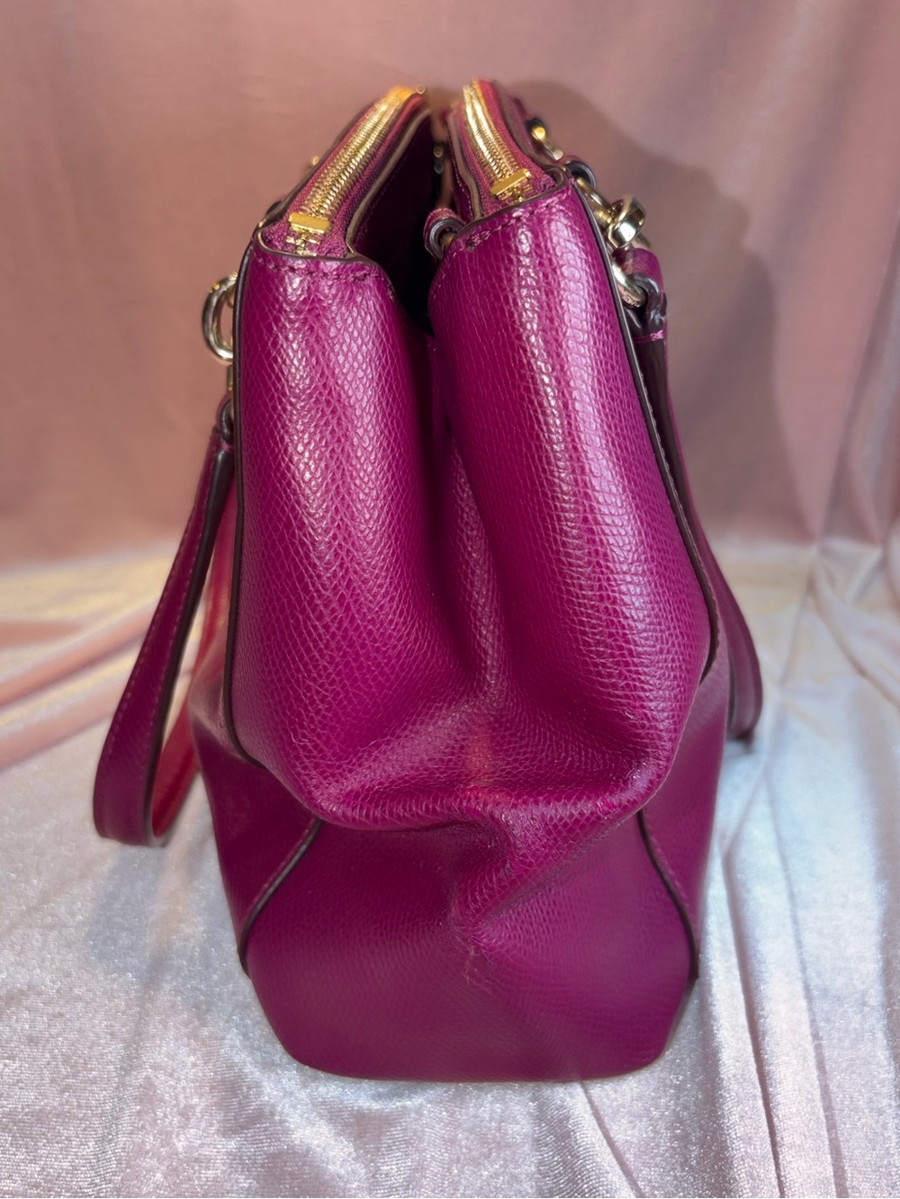 Coach Christie Mini Carryall Crossbody Satchel | Magenta Crossgrain Leather - Picture 6 of 8